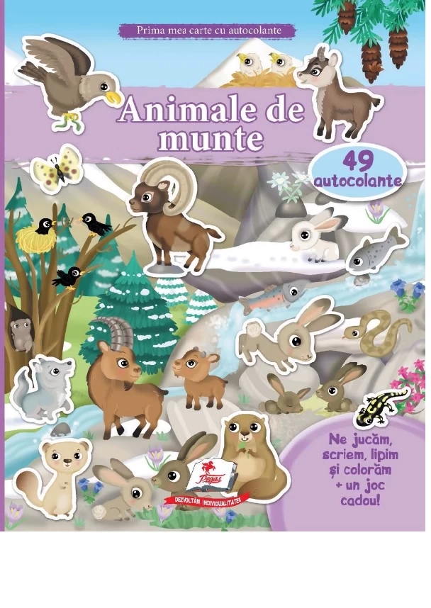 Prima mea carte cu autocolante: Animale de munte + 49 autocolante