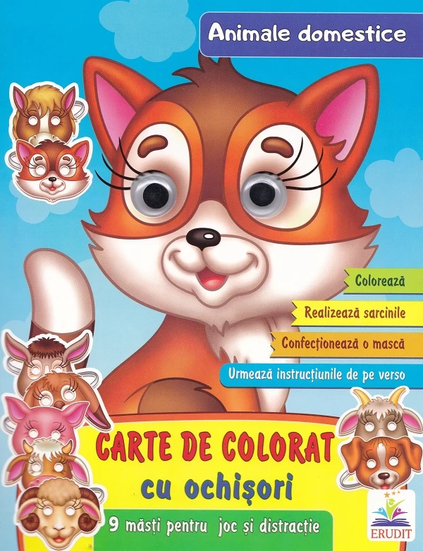 Carte de colorat cu ochisori - Animale domestice