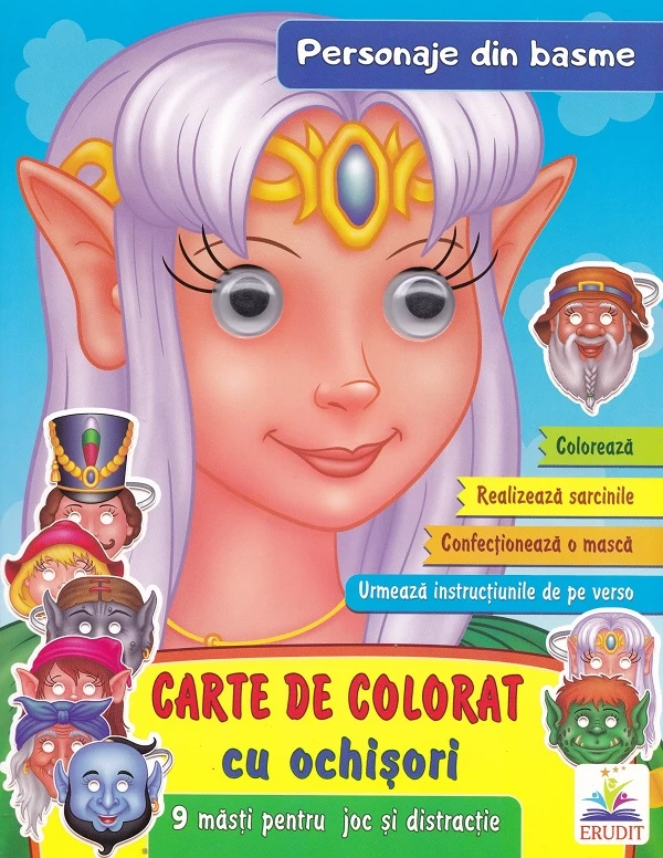 Carte de colorat cu ochisori - Personaje din basme 
